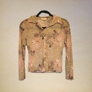 Forever 21, Small | 90s Paisley Sheer Button Down Blouse
